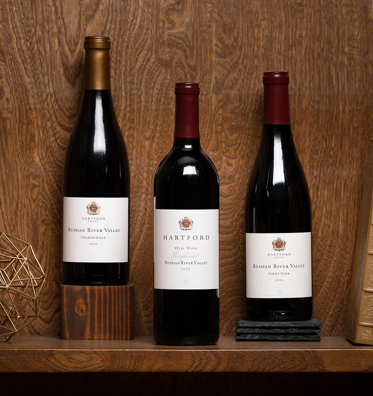 Lineup of Hartford wine bottles